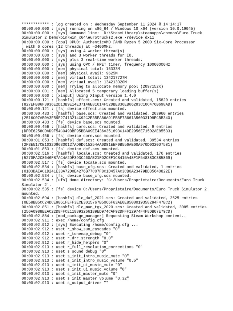 Euro Truck Simulator 2 Log Details | PDF | Computing | Computer ...