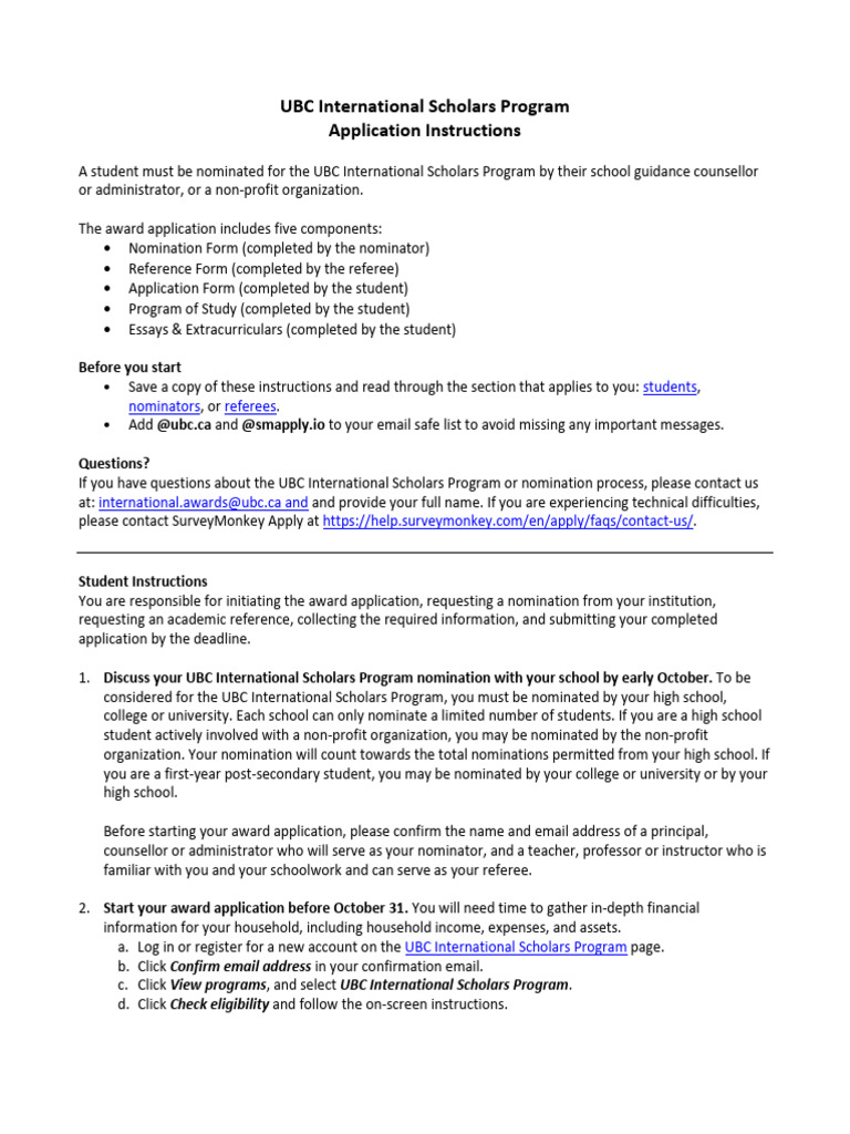 UBC International Scholars Program 2025 Guide | PDF