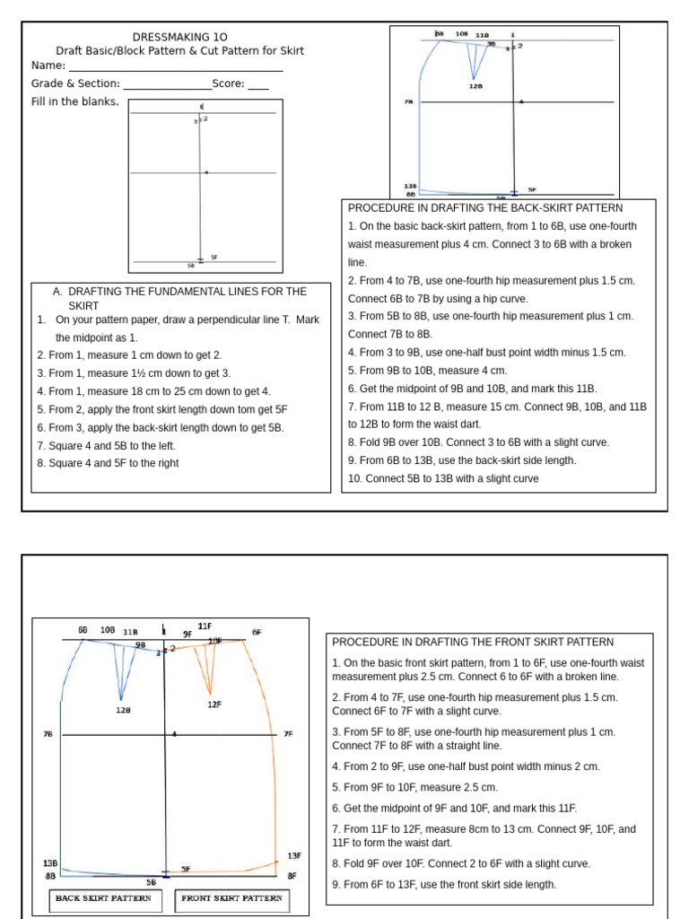 Hand-Out Skirt Pattern Procedure | PDF | Geometry