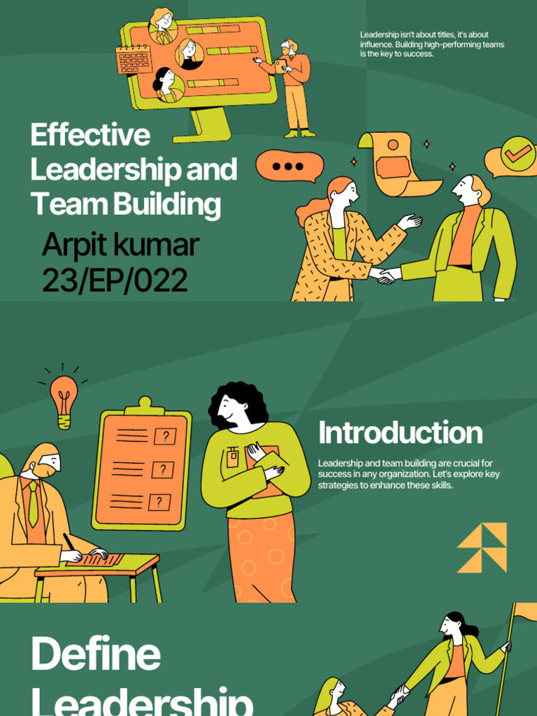Green and Orange Illustrative Effective Leadership and Team Building ...