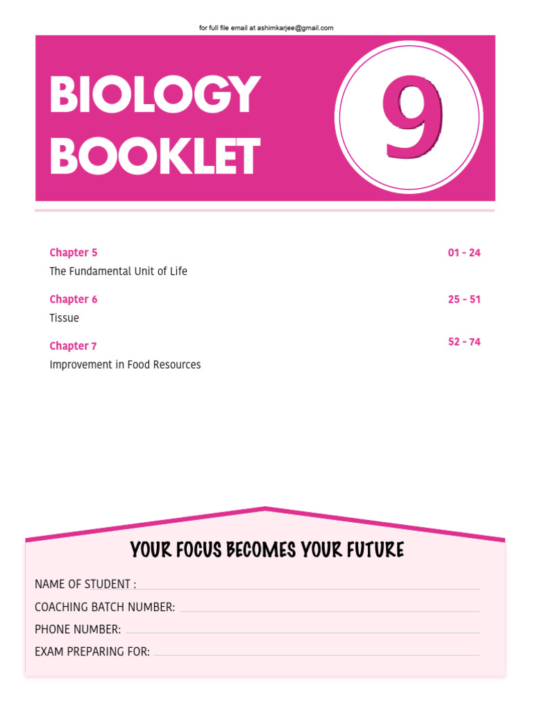 Class 9 Biology Study Guide PDF | PDF | Cell (Biology) | Tissue (Biology)