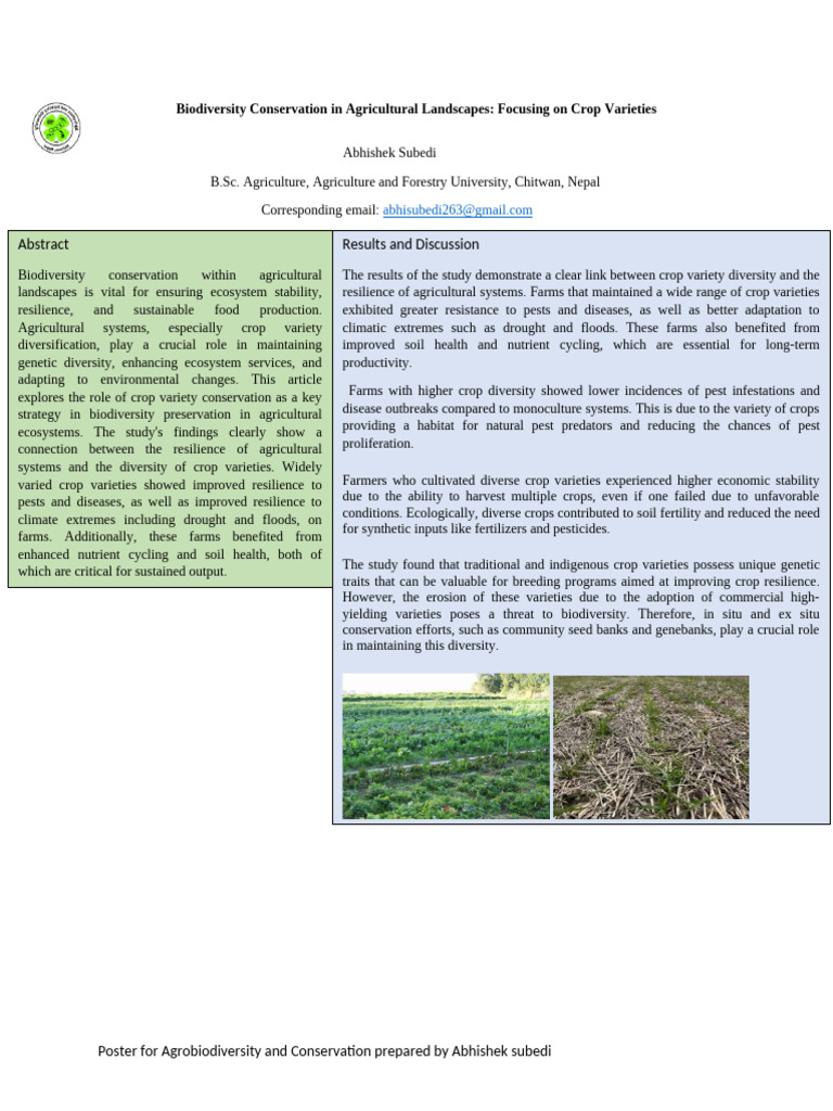 Crop Variety Conservation for Biodiversity | PDF | Agriculture ...