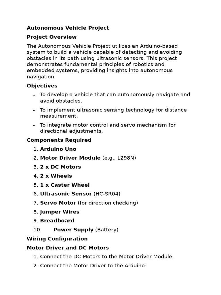 Arduino-Based Autonomous Vehicle Guide | PDF | Arduino | Ultrasound