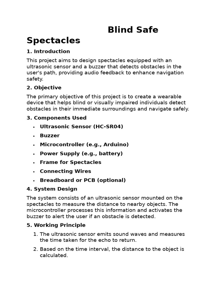 Blind Safe Spectacles Design Guide | PDF