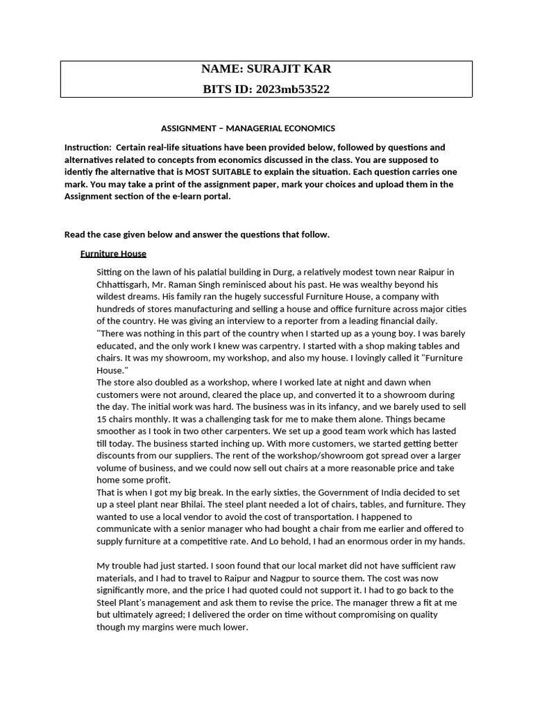 ME - Assignment - 2023mb53522 | PDF | Demand | Supply (Economics)