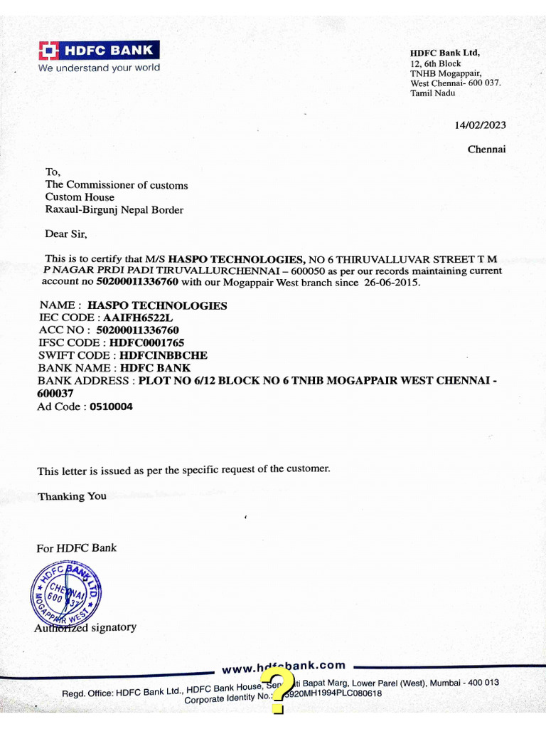 Bank Letter Signed | PDF