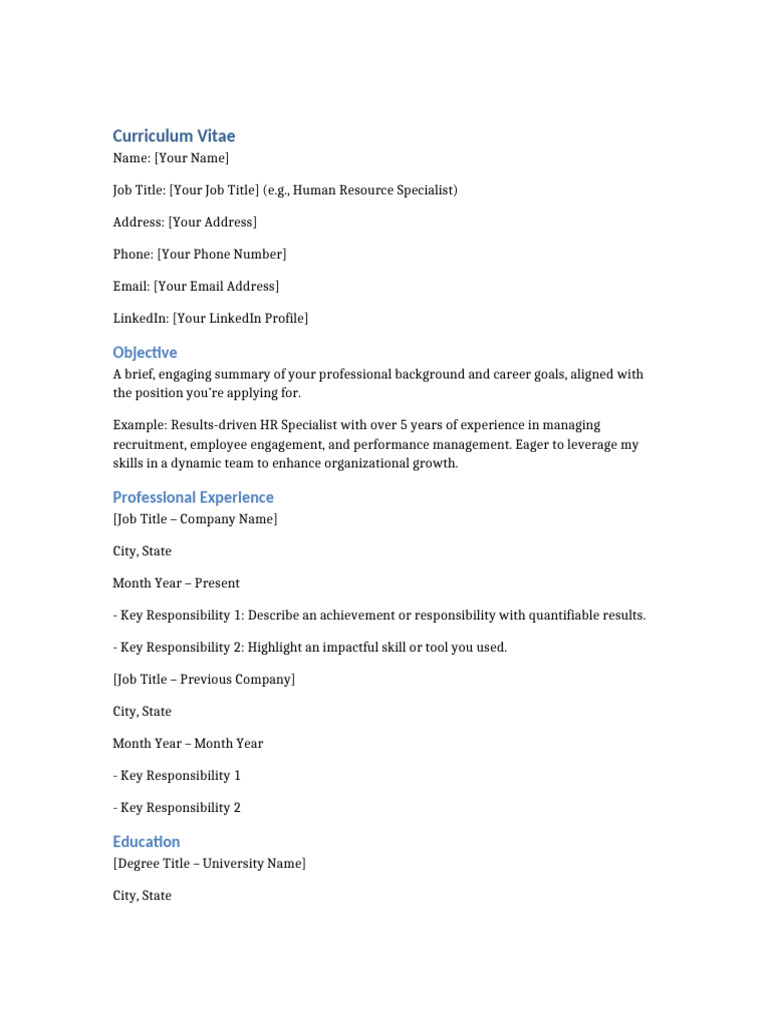 English_CV_Format | PDF