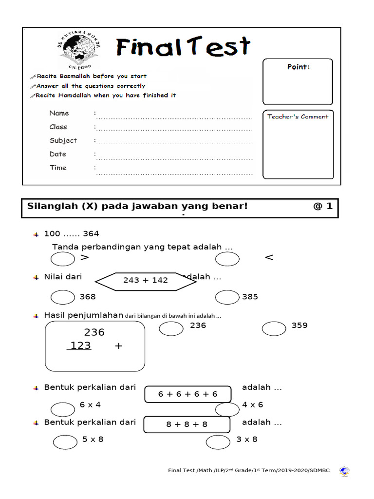 Ujian Akhir Matematika Kelas 2 SD | PDF