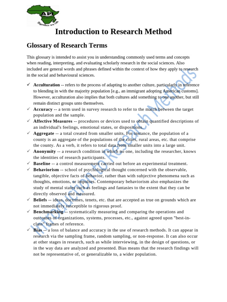 Research Terms Glossary for Social Sciences | PDF | Statistics ...