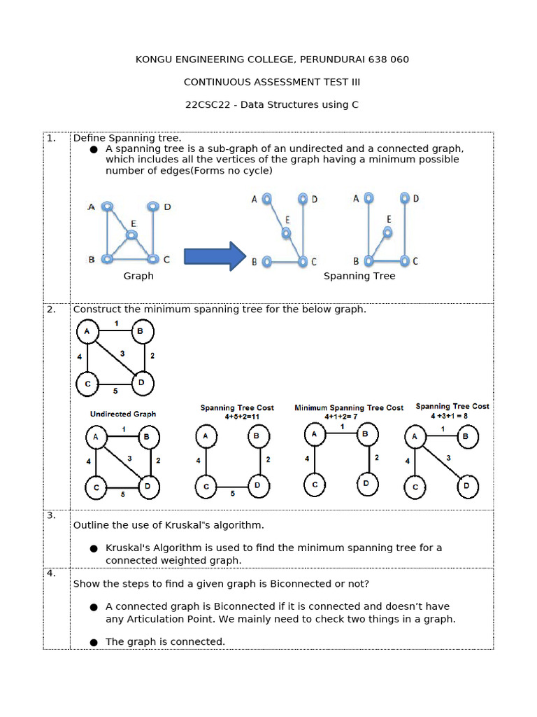 22csc22 Cat-3.1 - Answer Key | PDF | Algorithms | Theoretical Computer ...