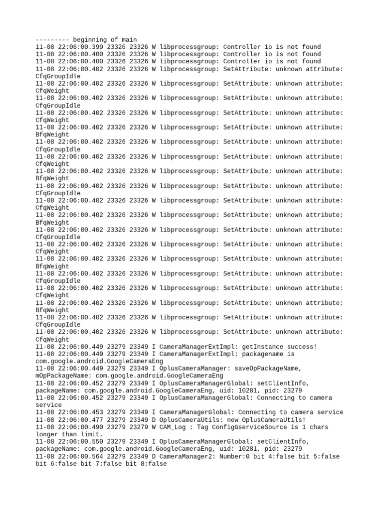 Camera Service Connection Logs | PDF | Computing Platforms | Software