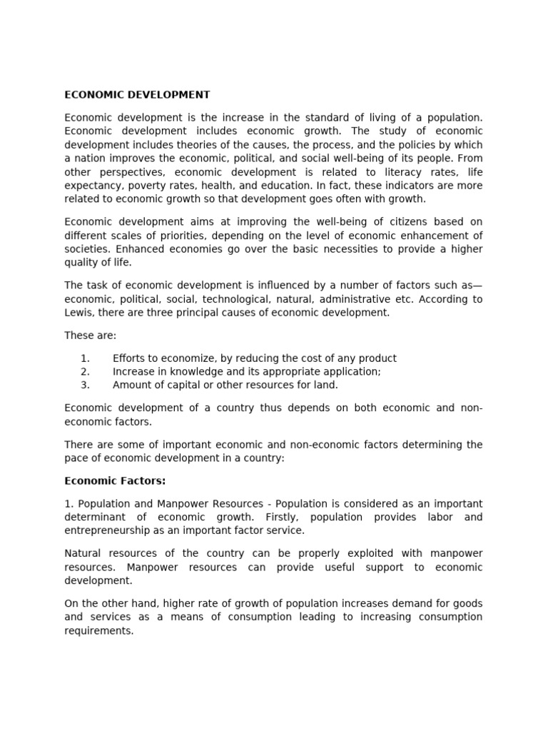 Key Factors in Economic Development | PDF | Economic Development ...