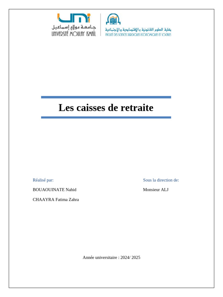 Enjeux et Optimisation des Caisses de Retraite | PDF | Retraite ...