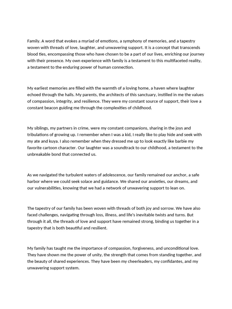 The Tapestry of Family Bonds | PDF | Behavioural Sciences | Psychology
