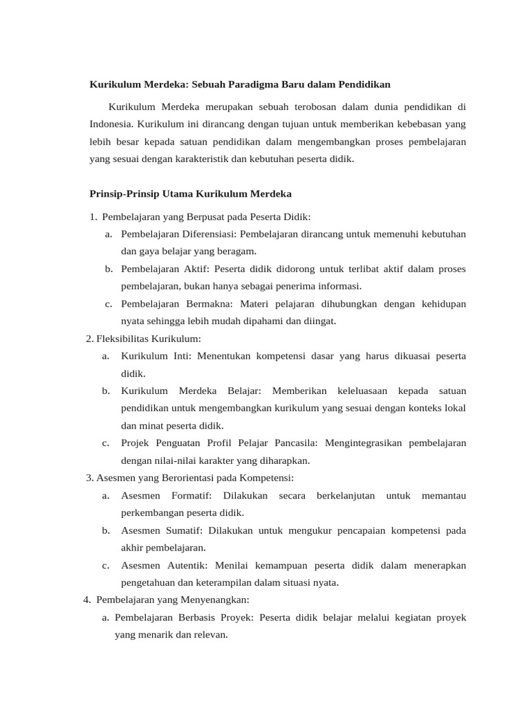 Kurikulum Merdeka dalam Pendidikan Indonesia | PDF