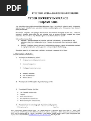 Cyber Insurance Proposal Form