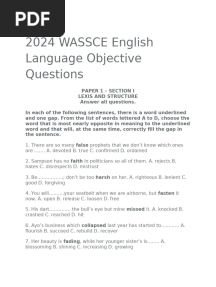 2024 WASSCE English Language Objective Questions