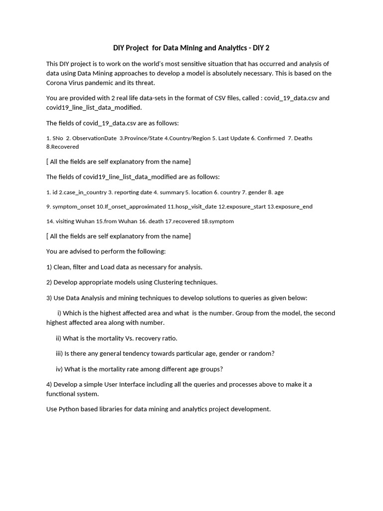 Data Mining Project on COVID-19 Analytics | PDF