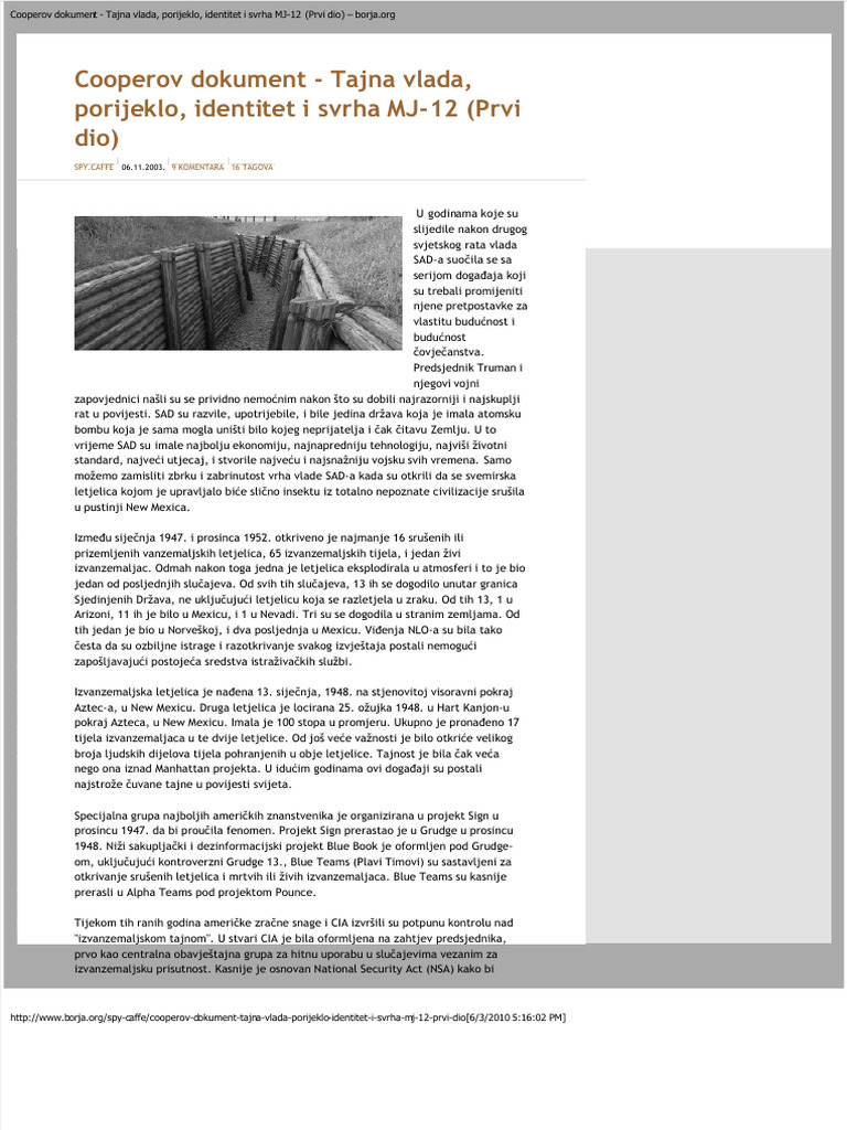 Cooperov Dokument Deo 1 | PDF