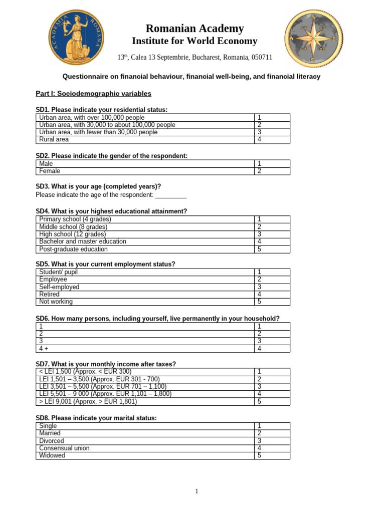 Financial Behavior and Literacy Questionnaire | PDF | Interest | Investing