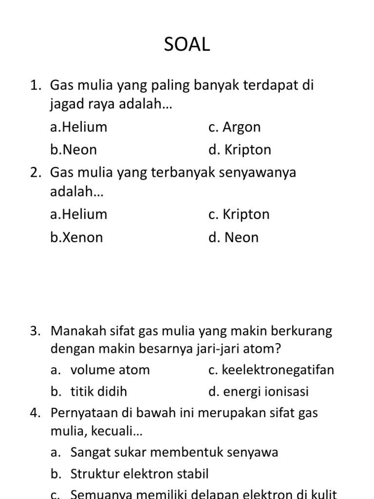 Soal Gas Mulia