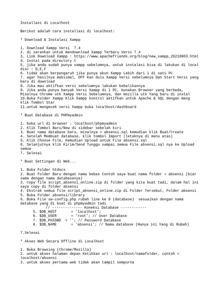Instalasi Script Di Localhost | PDF