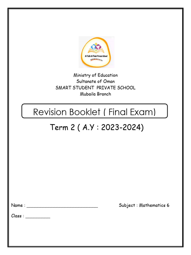 Grade 6 Mathematics Revision Booklet | PDF | Angle | Shape