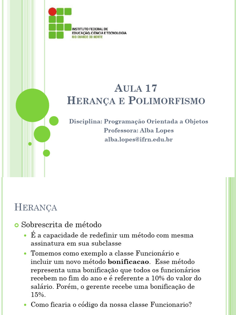 Herança e Polimorfismo em POO | PDF | Classe (programação de ...