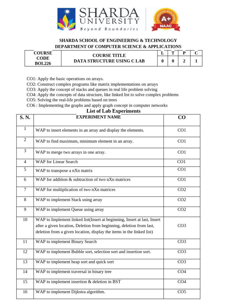 List of Exp - DST (BCA & BSC) | PDF | Matrix (Mathematics) | Queue ...
