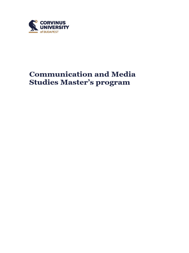Communication and Media Studies Masters Program 2022 23 ÃºjintÃ©zettel ...