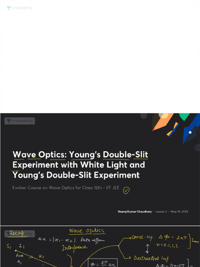 Wave Optics Youngs DoubleSlit Experiment With White Light and Youngs ...
