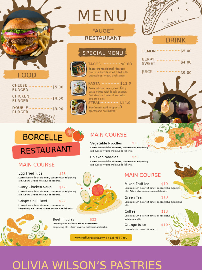 Fauget Restaurant Menu Overview | PDF | Drink | Meal