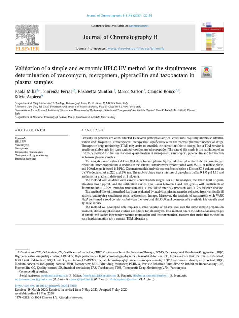 10 1016@j Jchromb 2020 122151 | PDF | Chromatography | High Performance ...