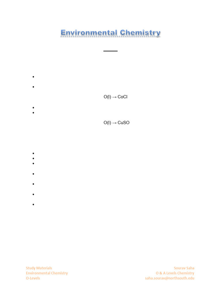 Environmental Chemistry Notes CIE OL | PDF | Sulfuric Acid | Lime ...