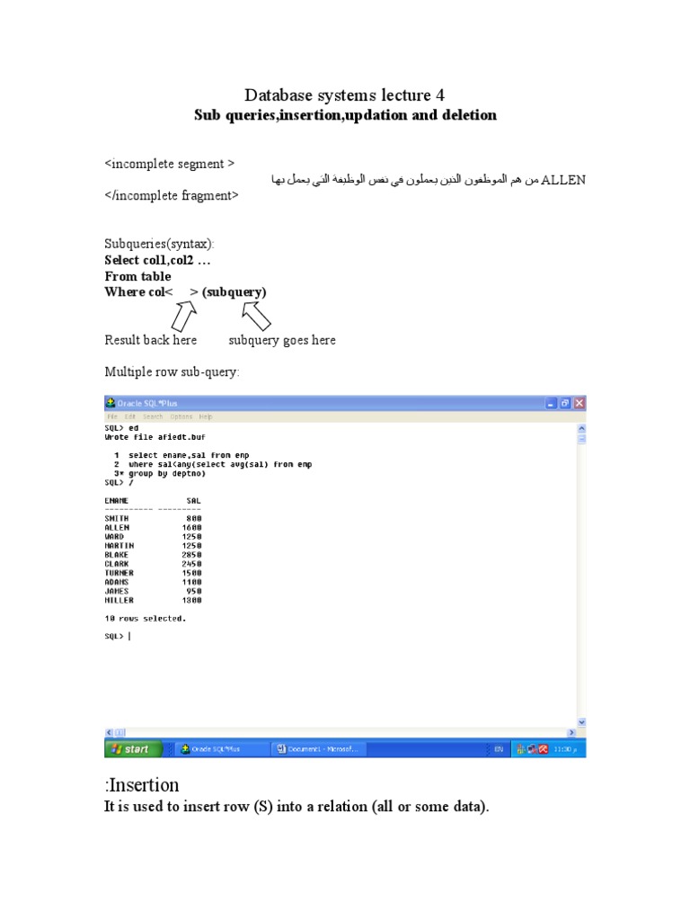 Database Systems Lecture 4 | PDF