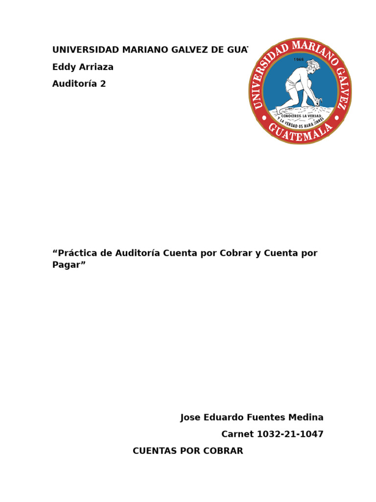Auditoría de Cuentas por Cobrar y Pagar | PDF