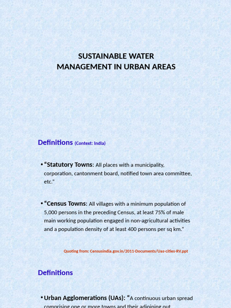 Urban Water Management in India | PDF | Stormwater | Water