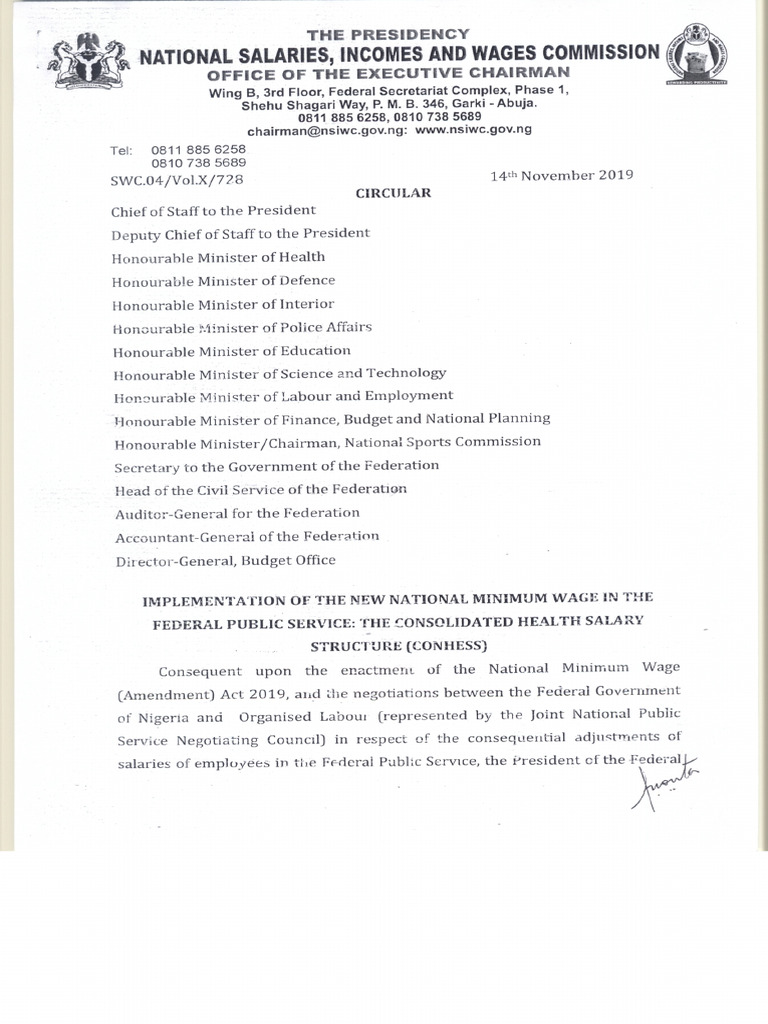 Consolidated Health Salary Structure Conhess | PDF