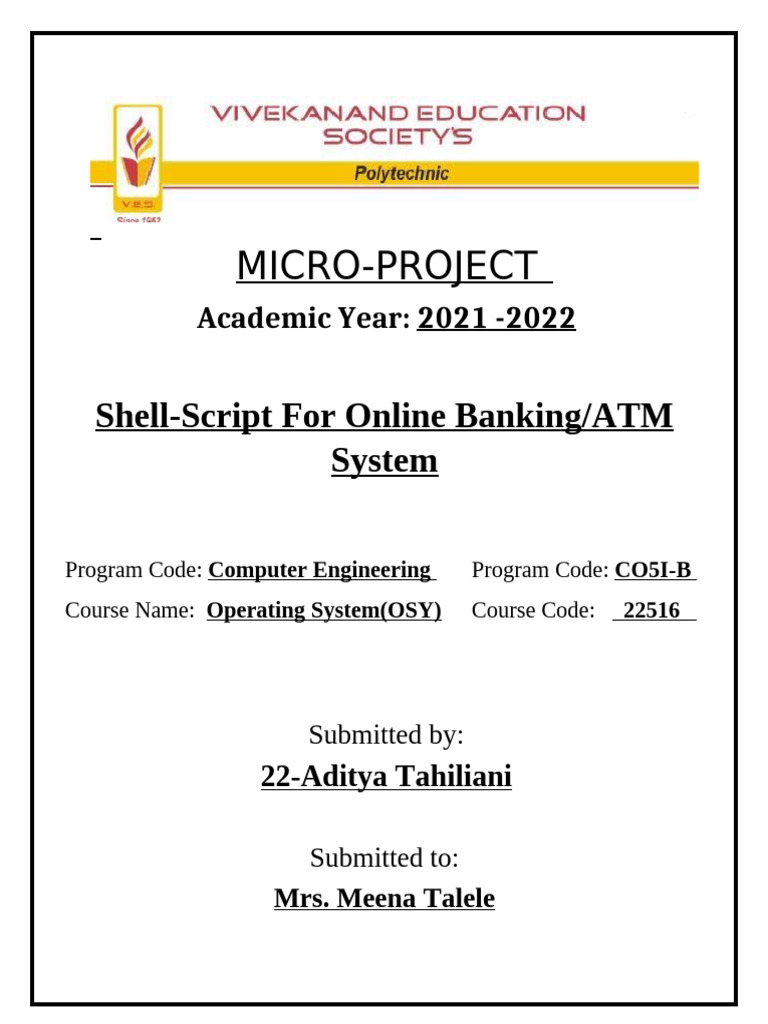 Shell Script for Online Banking System | PDF