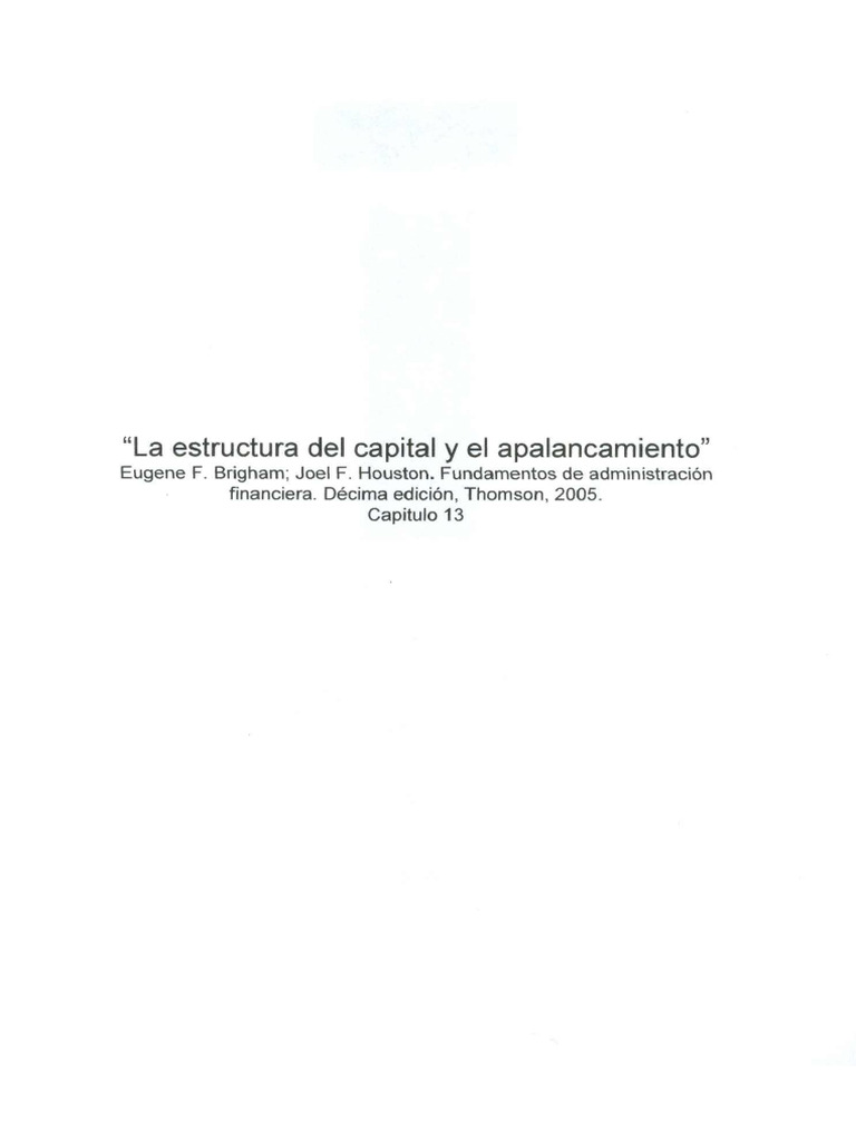 Capitulo 13 - La Estructura de Capital y El Apalancamiento | PDF