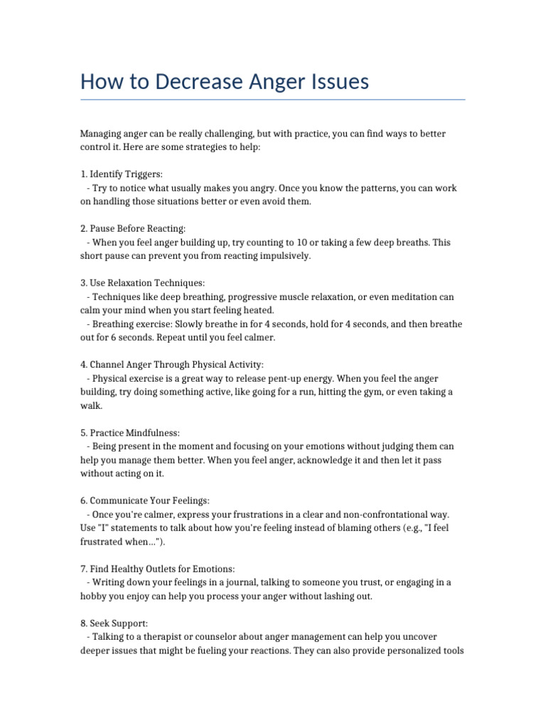 Effective Strategies to Manage Anger | PDF | Career & Growth | Self ...