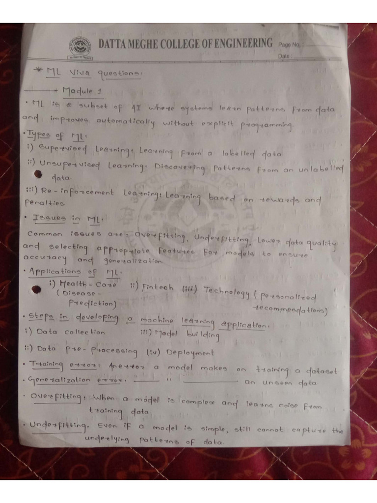 ML Viva - 21st October, 2024 | PDF