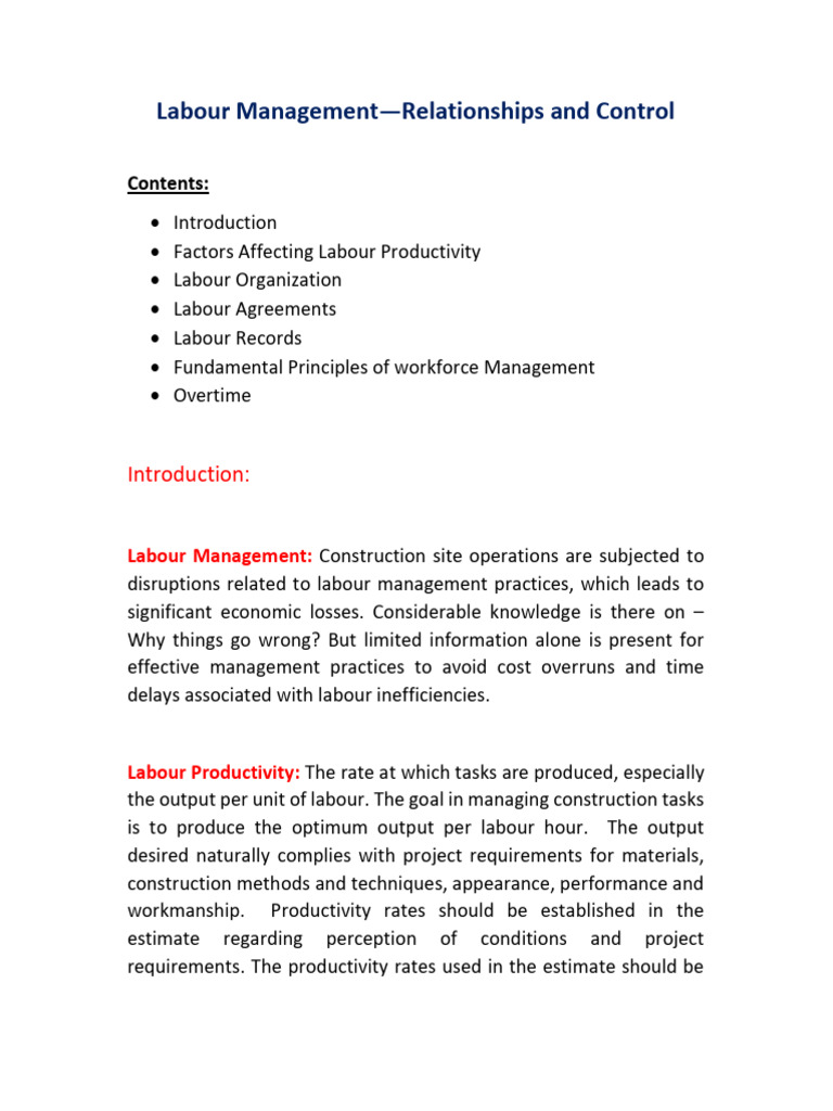 Effective Labour Management Practices | PDF | Employment | Trade Union