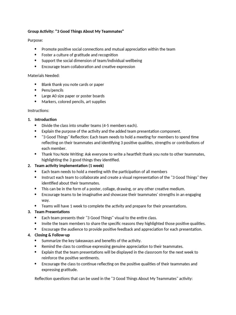 Team Gratitude Activity Guide | PDF | Gratitude | Human Communication