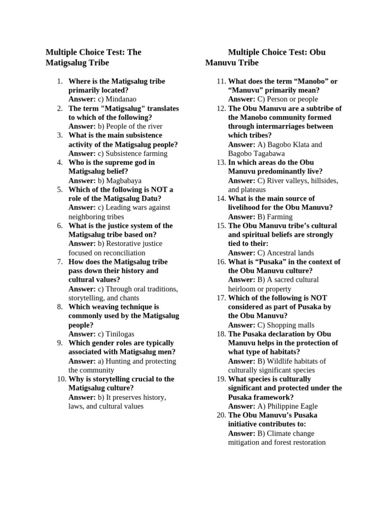 Multiple Choice Test | PDF