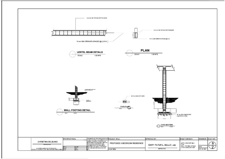 Lentel Beam Details: Wall Footing Detail | PDF | Architectural Design ...
