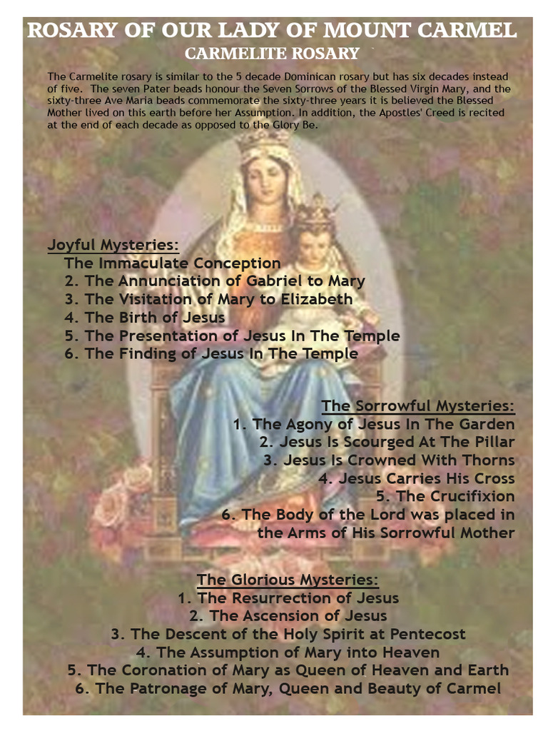 Carmelite Rosary: Six Decades Explained | PDF