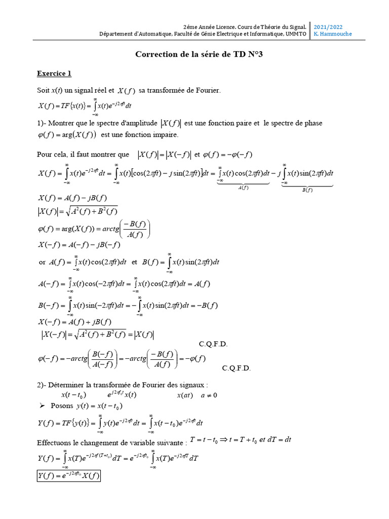 Correction TD3 2022 | PDF | Physique mathématique | Objets mathématiques