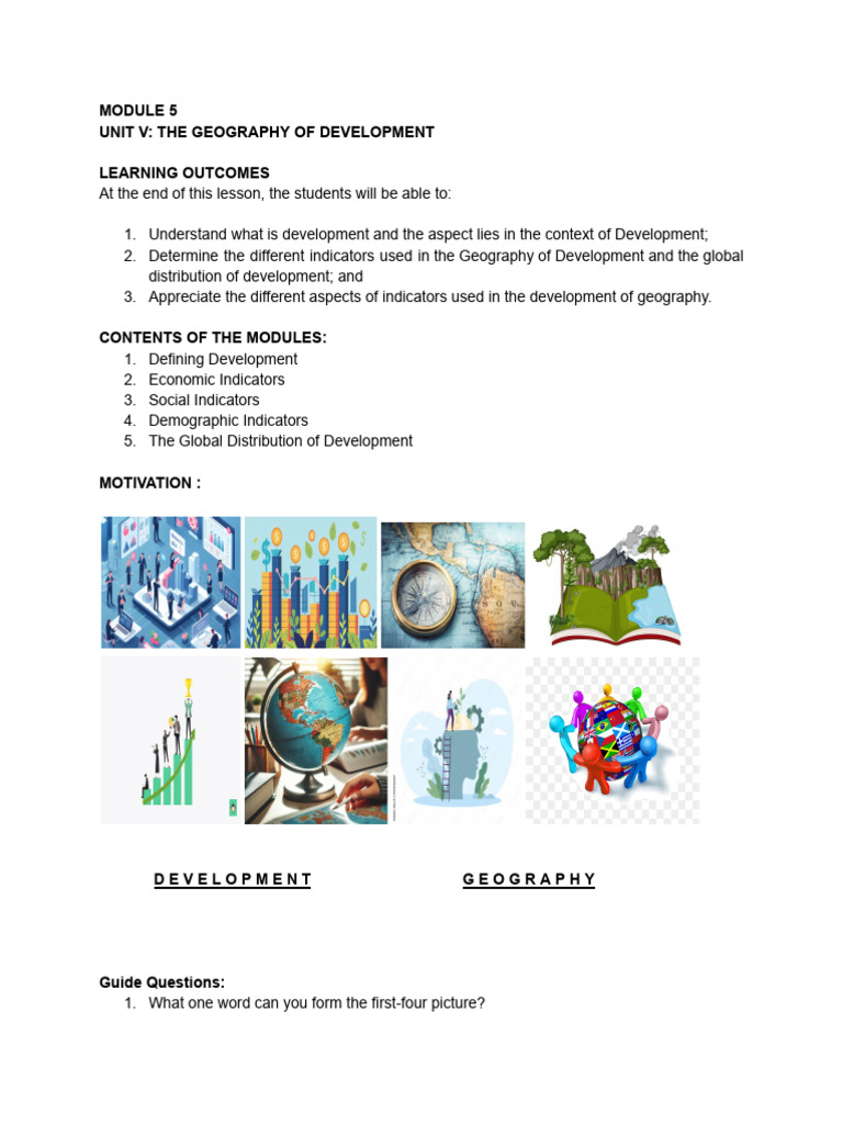 G5 Geography of Development | PDF | Gross Domestic Product | Developing ...