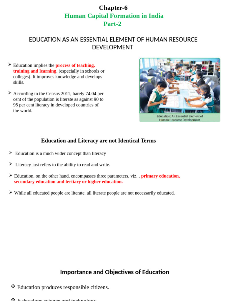 Human Capital Formation Part 2 Pdf Literacy Human Capital